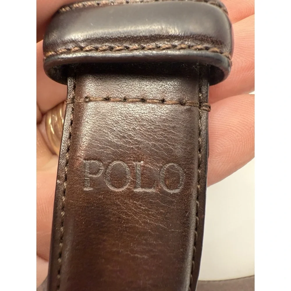 Polo Ralph Lauren Classic Brown Leather Belt Gold Buckle Leather Sz‎ 40